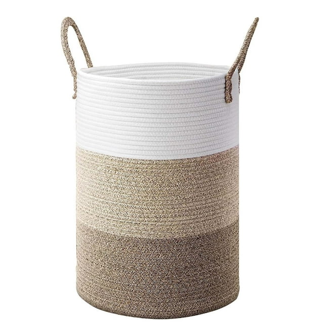 Woven Baskets for Storage,Cotton Rope Woven Basket Storage Basket Basket Dirty Clothes Basket Clothes Basket Hand Folding Brown Miscellaneous,Dirty Clothes Basket,Large Storage Baskets