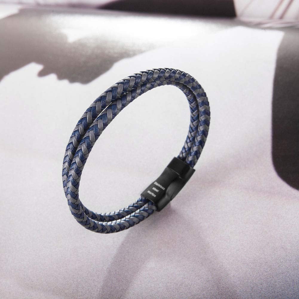 murtoo Mens Bracelet Leather Braided, Brown and Black Leather Bracelet for Men, Gift for Men Husband Father Boyfriend