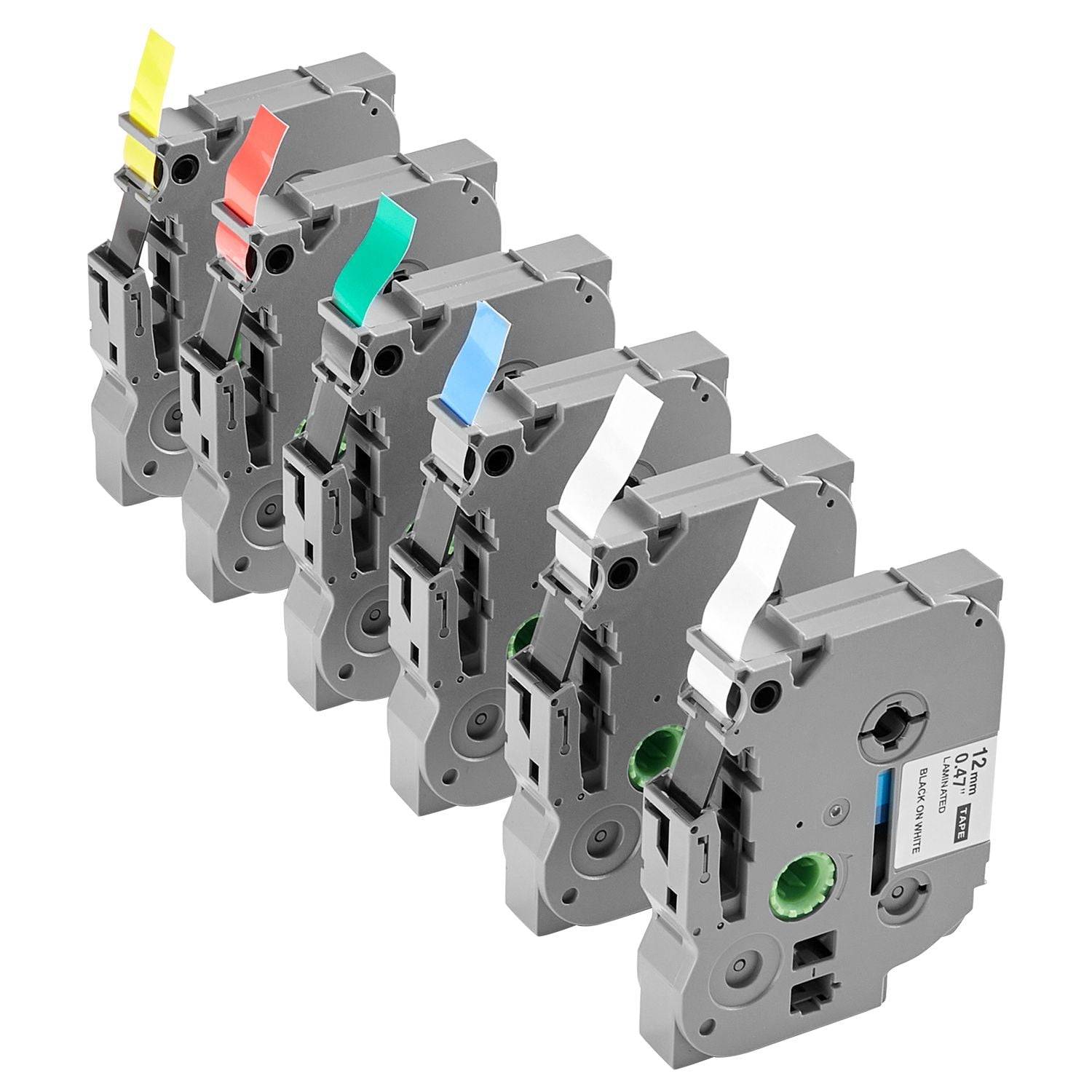 6 Pack 12mm Color Label Maker Tape Refill Cartridges - Compatible with TZe-131/TZe-231 for Brother P-touch Label Makers