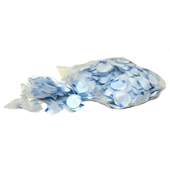 Blue Rose Petals Polysilk Faux Fake Flower 400 Opaque & 100 Sheer 2.25in Petals per Bag for Craft Table Engagement Ceremony Wedding Aisle Floral Romantic Decor (Light Blue, Set of 4 Bags)