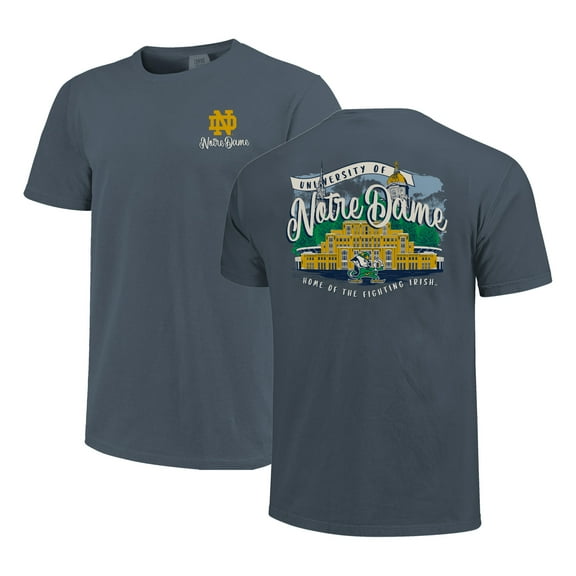 Women's Navy Notre Dame Fighting Irish Comfort Colors Campus Scene Drawing Script T-Shirt