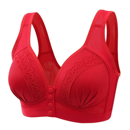 

DNDKILG Push Up Button Bra Front Closure Bras for Women Push Up Underwire Bra Red 42