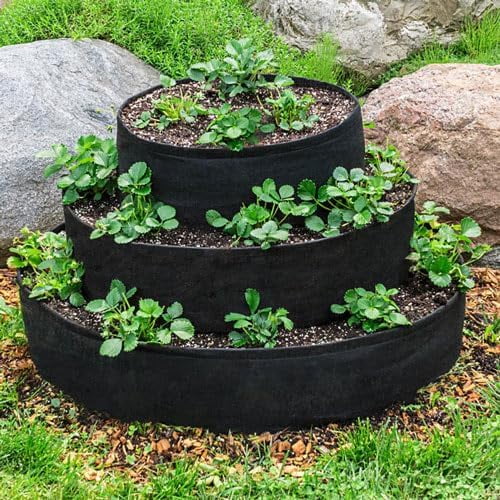 - Grow Tub® Tiered Strawberry Planter - 3 Tiers, Each 8 inches deep - Made of Non-Woven geotextiles$$Garden & Patio
