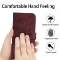 thumbnail image 4 of For IPhone 15 6.1" Sunflower  Embossed Strong Magnetic Attachment/Closure, Card Slots/Pocket, PU Leather Flip Wallet Case With Hanging Rope,Wine red,For iPhone 15, 4 of 8