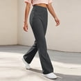 thumbnail image 5 of Womens High Waisted Yoga Pants Straight Leg Leggings Petite Regular, Side Pockets, Slim Fit, Solid Color, Women's Yoga Legging, Bell Bottom,Work Lounge Daily, 5 of 7