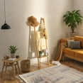 thumbnail image 2 of Minimalist Wood Blanket ladder - Boho Style Wall-leaning Display Towel Rack for Throw Quilt, Standing Ladder Shelf, Blanket Storage for Living Room, Bathroom, 2 of 13
