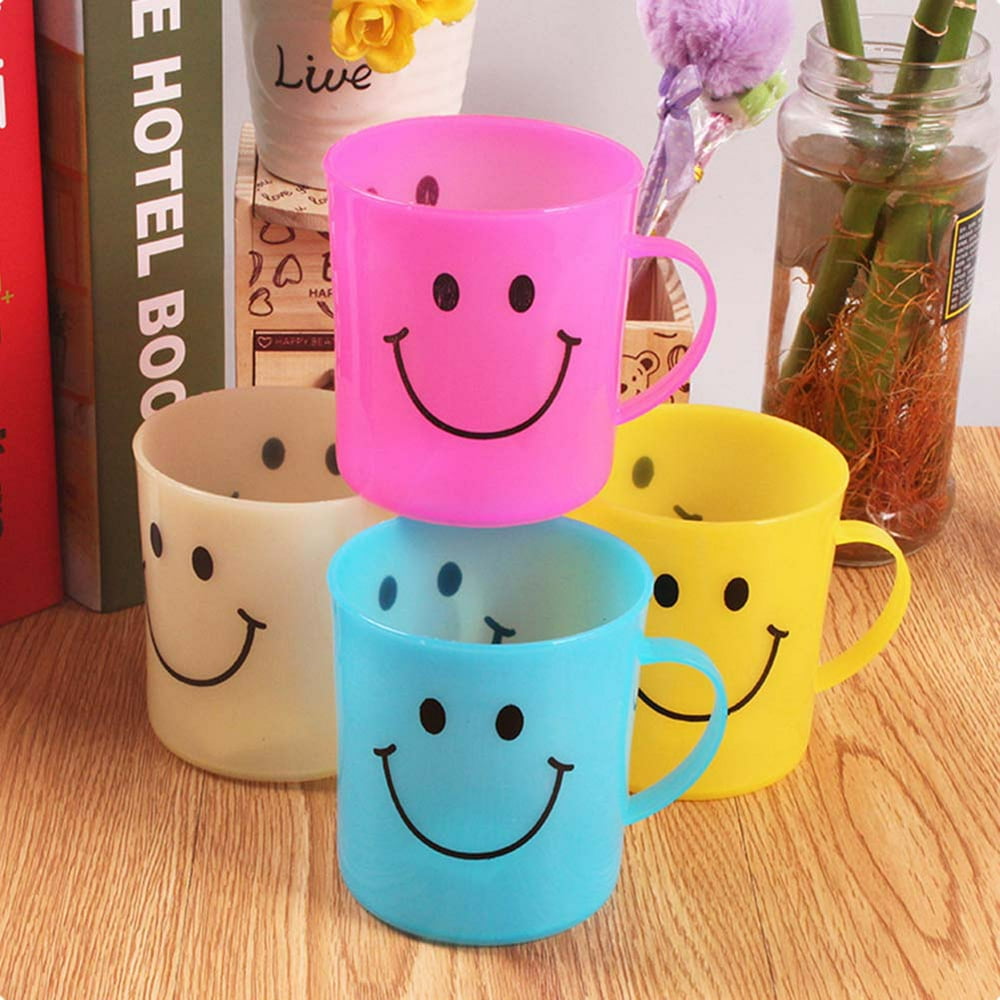 6Pcs/Set Cute Children Smiley Cup Plastic Cup Family Wash Cup With
