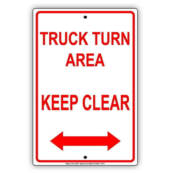 Truck Turn Area Keep Clear Aluminum Metal Sign Signboard 8"x12"