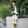 thumbnail image 4 of Couple Duck Garden Statues Cartoon Resin Cute Sitting Chicken Sculpture Goose Lovers Figurine Gift Decoration for Home B, 4 of 5