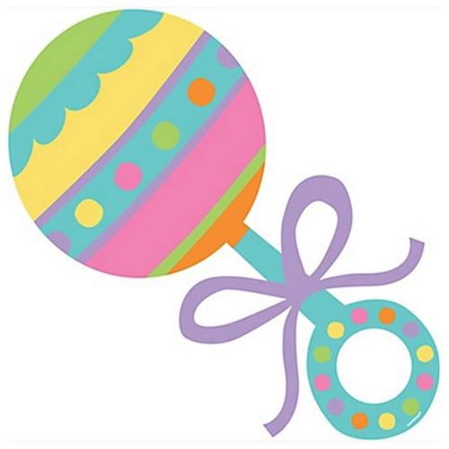 Amscan 190420 Baby Rattle Cutout Bright Chevron Stripe Pack of 12