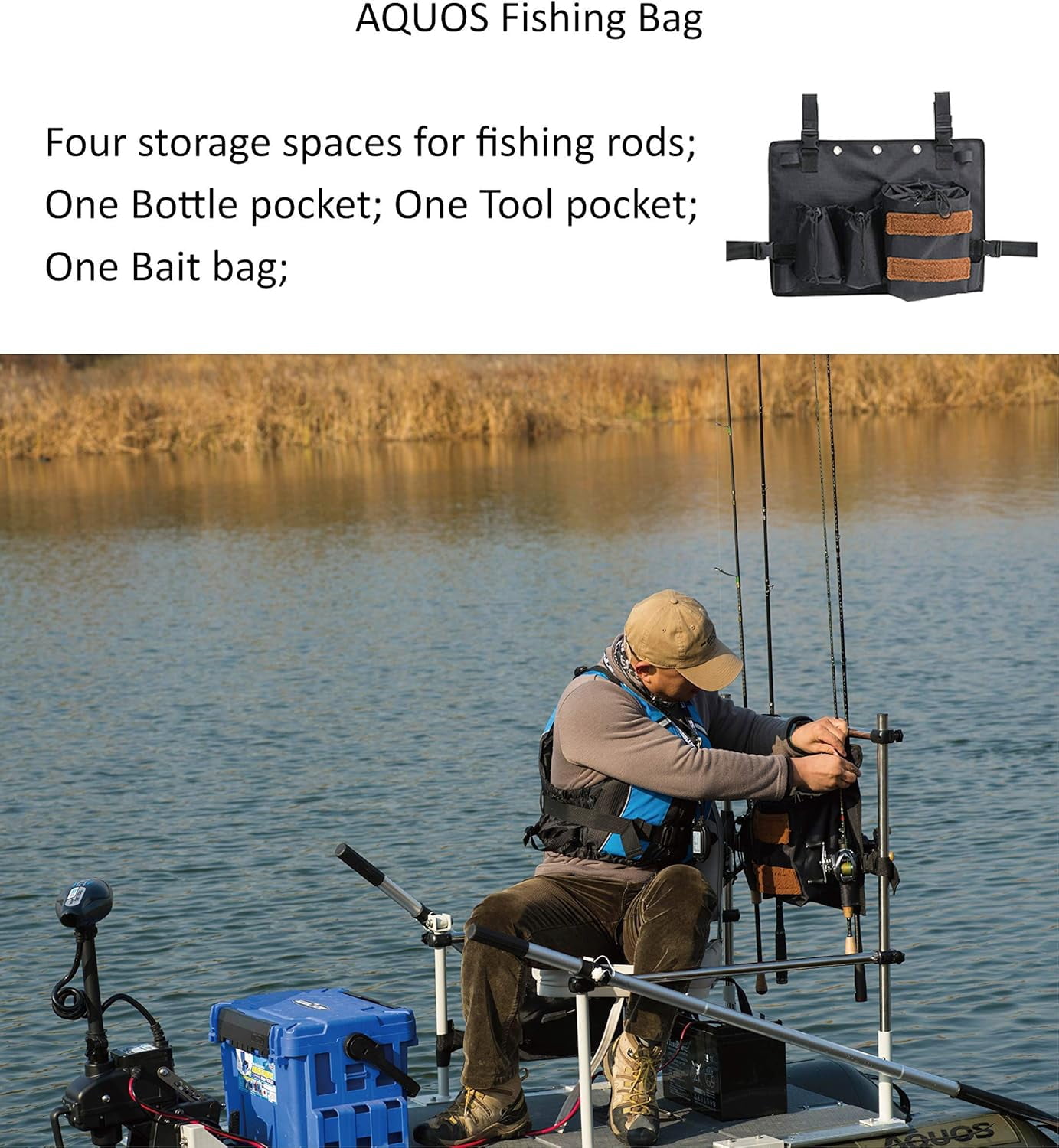 AQUOS 11.5ft Heavy-Duty for Two Series Inflatable Pontoon Boat with Stainless Steel Guard Bar and Folding Seat for Fishing, Aluminum Floor Board, Transport Canada Approved