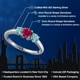 thumbnail image 2 of Gem Stone King 925 Sterling Silver Red Created Ruby and Blue Zircon Engagement Ring for Women | 1.60 Cttw | Round 5MM | Gemstone July Birthstone | Size 8, 2 of 6