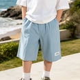 thumbnail image 6 of Bmisegm Boys Shorts Summer Casual Fashion Sportswear with Pockets Comfortable Elastic Waist for Kids and Youth Baggy Sweat Shorts 6-16 Years Light Blue,6-7 Years, 6 of 6