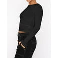 thumbnail image 3 of Womens Long Sleeve T Shirts Basic Scoop Neck Crop Tops Casual Slim Fitted Clothes Thermal Tee, 3 of 6