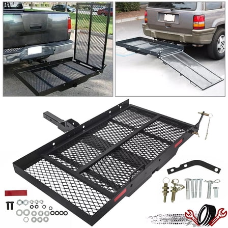 500LB Scooter Hitch Carrier Mount Hitch Cargo Carrier W/ Ramp Wheelchair Carrier