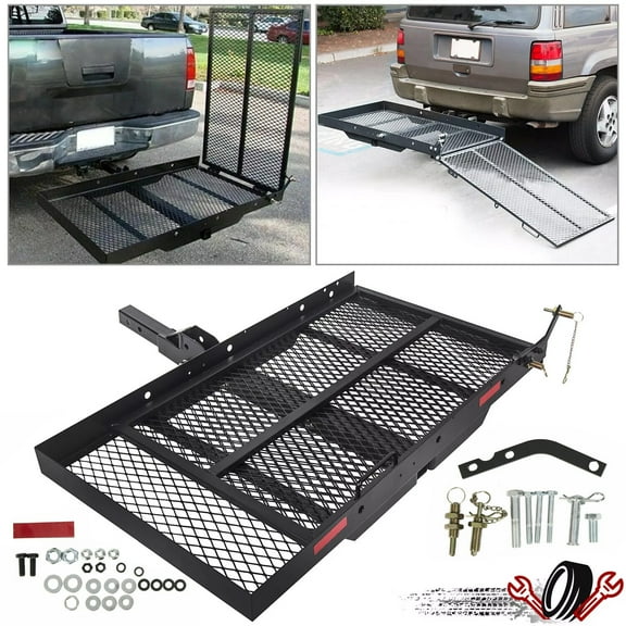 500LB Scooter Hitch Carrier Mount Hitch Cargo Carrier W/ Ramp Wheelchair Carrier