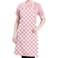 thumbnail image 5 of Pink and White Checkerboard Pattern Apron-Garden Aprons for Women with Pockets-Cotton Linen Waterproof Kitchen Cooking Gardening Aprons Adjustable for Kitchen,Cooking,BBQ and Salon 33x27 Inch, 5 of 7