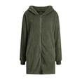thumbnail image 6 of Tiqkatyck Womens Winter Coats, Women's Fashion Solid Color Long Sleeve Casual Plush Coat with Pocket Zipper With Hood Long Coat Fleece Jacket Women Plus Size Coats for Women Army Green S, 6 of 7