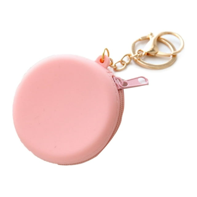 Coin Purse Silicone Cute Zipper Closure Gift Choice Women Change Pouch Wallet For Lipstick KeysSingle Color, Pink
