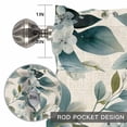 thumbnail image 2 of Blue Flower Window Valance for Kitchen, Watercolor Spring Blue Floral Green Leaf Botanical Linen Texture Rod Pocket Short Curtain for Small Windows, Light Filtering Decorative Valance, 60 x 18 Inch, 2 of 9