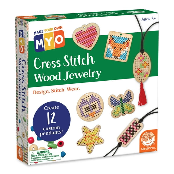 MindWare Make Your Own Cross-Stitch Jewelry - Design, Stitch & Wear - Ages 8 