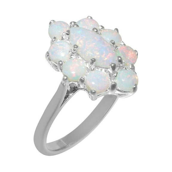 LBG British Made 925 Sterling Silver Natural Opal Womens Statement Ring - 33 size options - Size 10