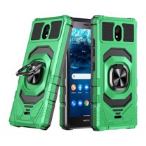 6goodeals Series For Nokia C100 Case with Tempered Glass Screen Protector, Full-Body [Military-Grade], Magnetic Car Mount Ring Holder, Heavy-Duty Case - Green