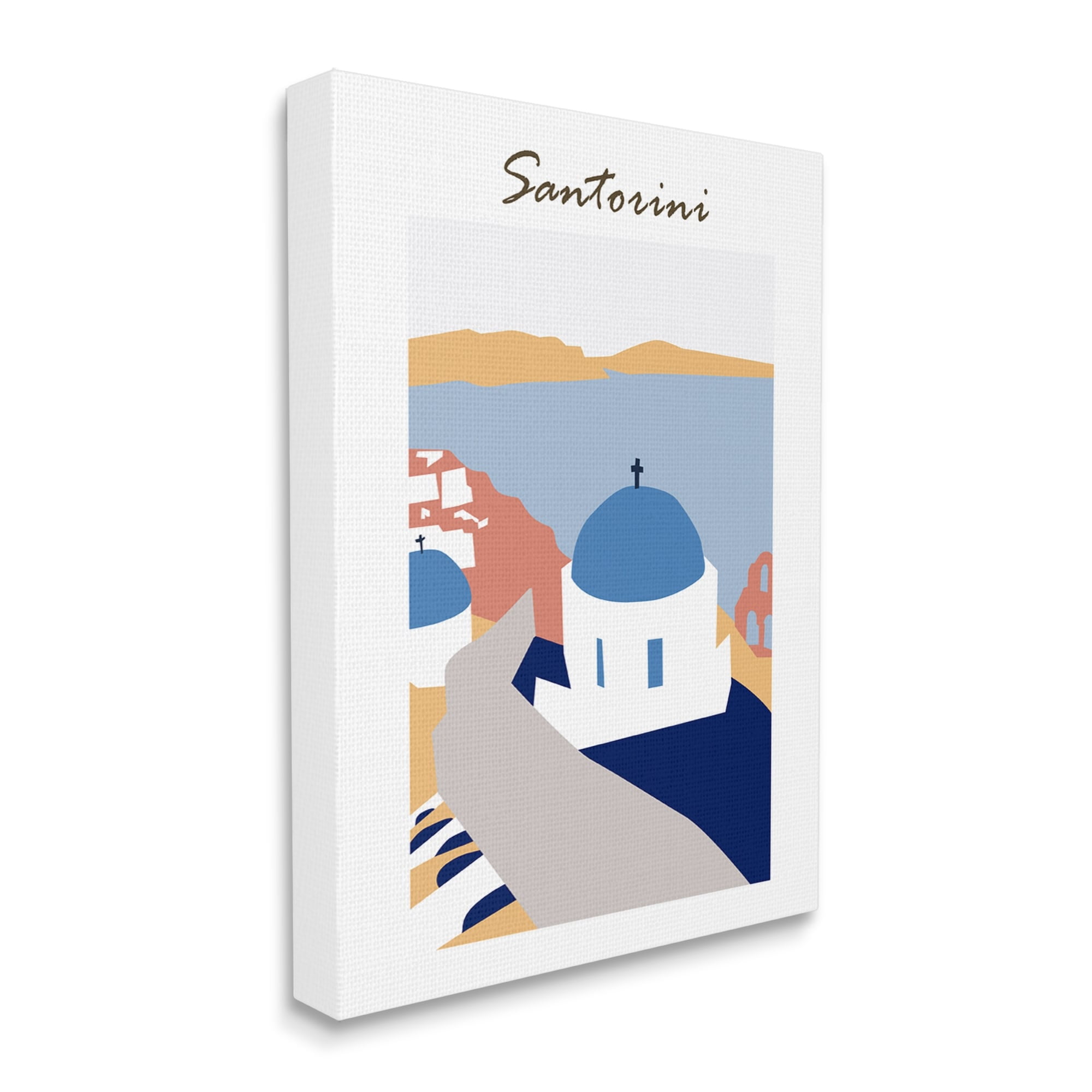 Stupell Industries Coastal Cliff Town Santorini Minimalistic Travel Illustration ,16 x 20, Design by Melissa Wang