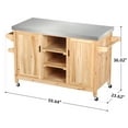 thumbnail image 4 of DWVO Outdoor Table and Storage Cabinet Solid Wood Movable Grill Table with Stainless Steel Top for Outside Patio Kitchen Island or Bar Cart, 4 of 5