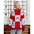 thumbnail image 3 of Sweater for Women Crewneck Bow Tie Checkered Printed Cable Knitted Winter Fall Warm Long Sleeve Loose Pullover Sweaters Alsol Lamesa, 3 of 6