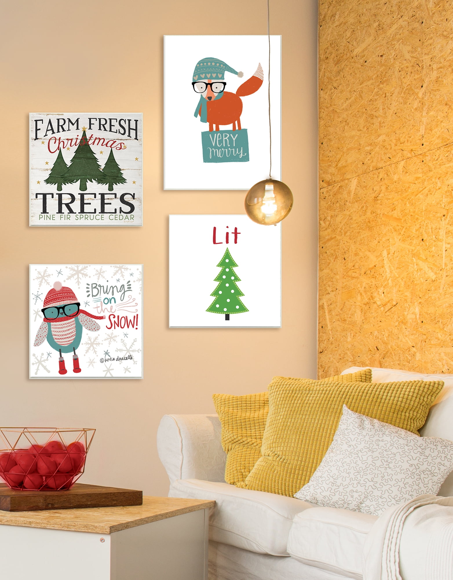 The Stupell Home Decor Collection Bring on the Snow Hipster Penguin Wall Plaque Art