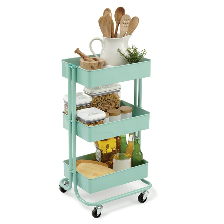 Lexington Mint 3-Tier Metal Rolling Cart by Simply Tidy - Multi