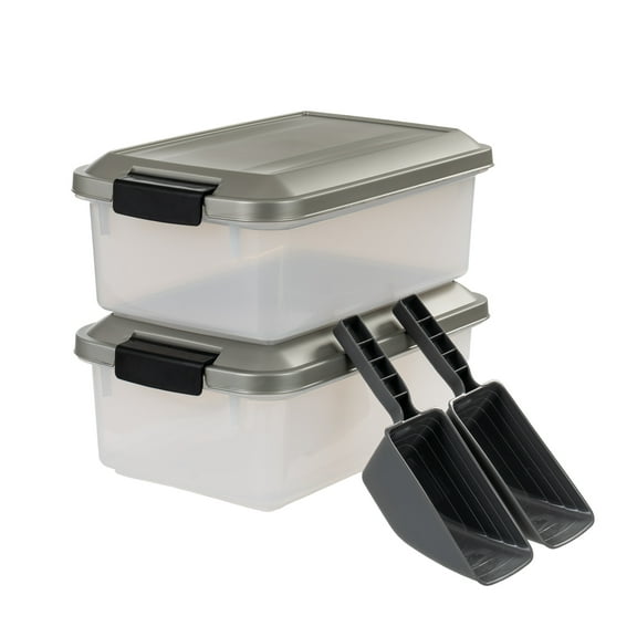 IRIS 11 Lbs. Airtight Pet Food Container | Dog & Cat Food Storage Bin | Treat Box 2PK