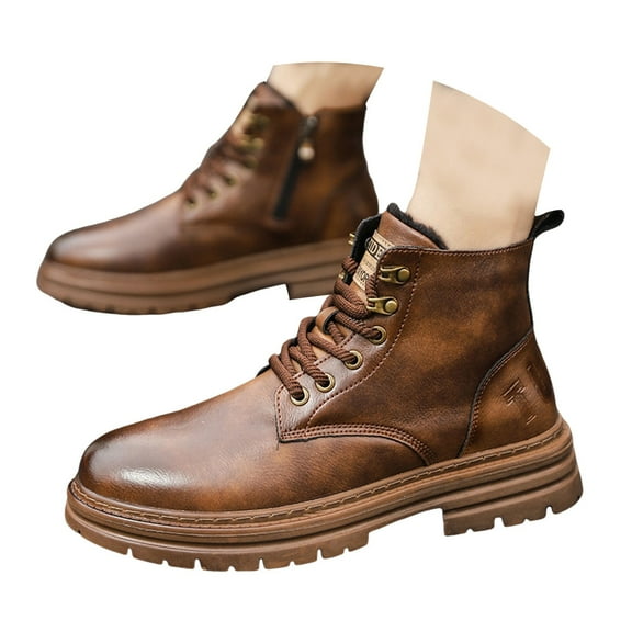 Mepaouo Men's Chukka Boots Motorcycle Casual Hiking Boot for Men Fleece Lined Winter Booties