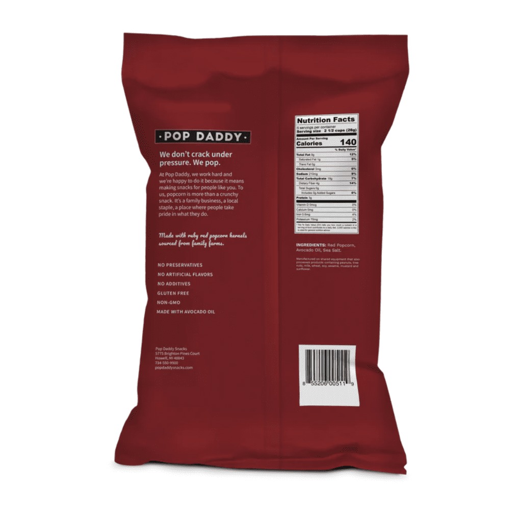 Pop Daddy Flavored Popcorn Gourmet, Original Flavor Popped Popcorn, Hand Seasoned Kernels, Gluten Free  Popcorn Snacks, 5oz Individual Bags, 3 Pack