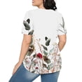 thumbnail image 4 of Hauts d'Été à Manches Courtes Mode Femme 2024 Blouses Plissées Décontractées Col Rond Couleur Unie t-Shirts (TTTG, Blanc 01), 4 of 6