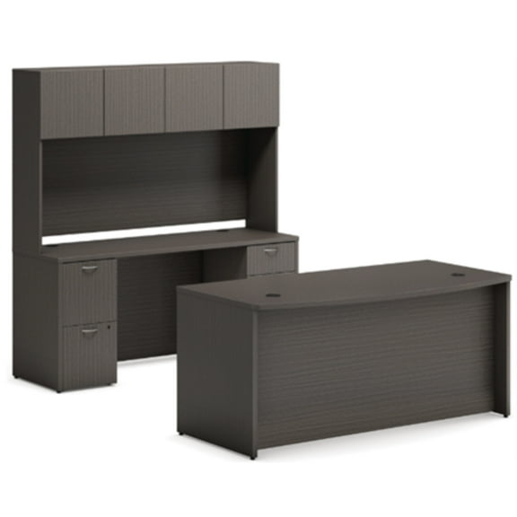 HON Mod 72"W X 96"D Office Suite with Hutch and Bow Front Desk