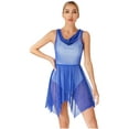 thumbnail image 3 of TiaoBug Women's Worship Praise Tunic Church Robe See-Through Glittery Dance Dress Dancewear Royal Blue L, 3 of 7