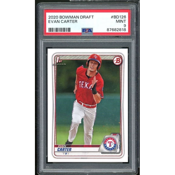 Evan Carter Rookie Card 2020 Bowman Draft #BD126 PSA 9