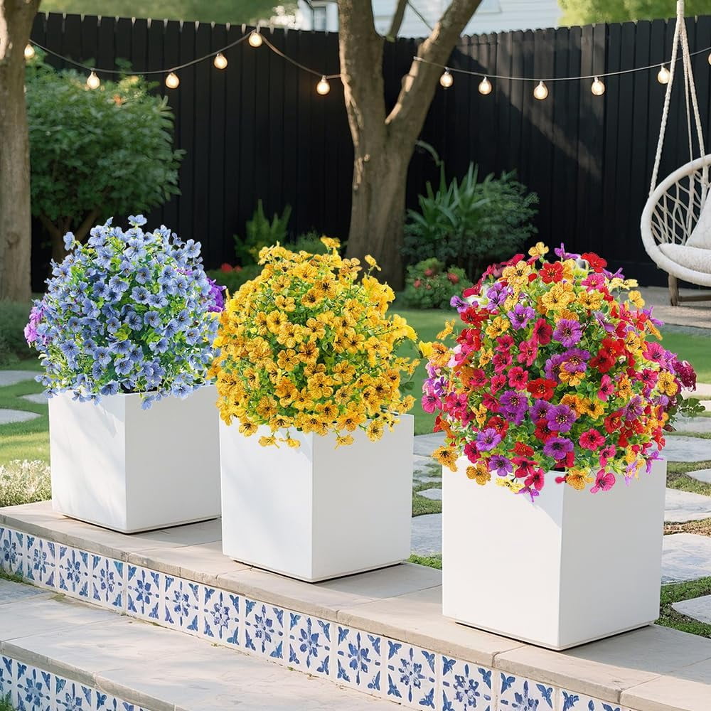 24 Inch Outdoor Artificial Flower Stakes with Ground Spike – Lifelike Faux Flowers for Lawn, Garden, Yard, Patio & Home Décor