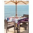 thumbnail image 3 of Outdoor Tablecloth with Umbrella Hole for Patio/Picnic/Party/Camping, 250th Anniversary Waterproof Table Cloth Square Cover Washable, Independence Day Floral Wooden (54"x 54"), 3 of 9