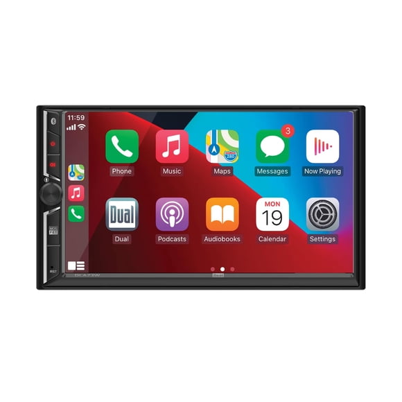 Dual Electronics DCA73W 7 pulgadas certificado Apple CarPlay Android Auto con cable o inalámbrico | Radio estéreo de coche con visualización táctil doble DIN | Bluetooth | Entrada de cámara de