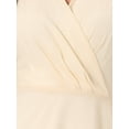 thumbnail image 5 of INSPIRE CHIC Women's V Neck 3/4 Sleeves High Low Chiffon Midi Dress 2XL Beige, 5 of 6