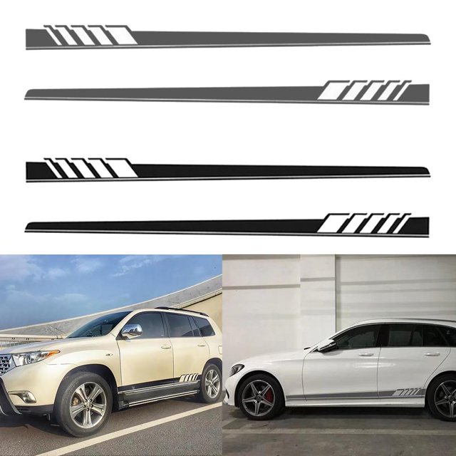 4x Gráficos de Coche de Vinilo para Ambos Del Cuerpo Calcomanías s Deportivas Cola Rayas de vinilo laterales del lado del automóvil