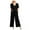 Black, variant on gakvbuo Jumpsuits For Women Summmer Dressy Wedding Women Solid Pocket Romper Short Sleeve V-neck Belt Loose Overalls Jumpsuit