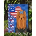 thumbnail image 3 of Black and Tan Full Coat Yorkshire Terrier USA American Flag Garden Size 11.25 in x 15.5 in, 3 of 5