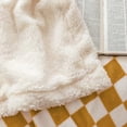 thumbnail image 3 of Sherpa Throw Blanket Fleece Blanket with Checkered Pattern Soft Thick Blanket for Couch, Bed, Sofa Luxurious Warm and Cozy for All Seasons (Yellow, 60"x80"), 3 of 6