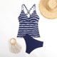thumbnail image 4 of Conjunto de Bikini de Cintura Alta Impreso Cuello en V Correa Ajustado Traje de Baño de una Pieza con Lado Dividido, Traje de Baño Sexy para las Mujeres Playa Piscina Verano, 4 of 9
