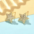 thumbnail image 2 of Star Brass Micro Pave Clear Cubic Zirconia Stud Earrings Lead Free & Cadmium Free Long-Lasting Plated Real 18K golden Plated 12.5x13.5mm Brass, 2 of 5