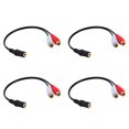 thumbnail image 1 of Adaptador divisor de audio estéreo (4 conectores hembra de 3,5 mm a 2 conectores hembra chapados en oro, 15 cm), color negro, 1 of 4